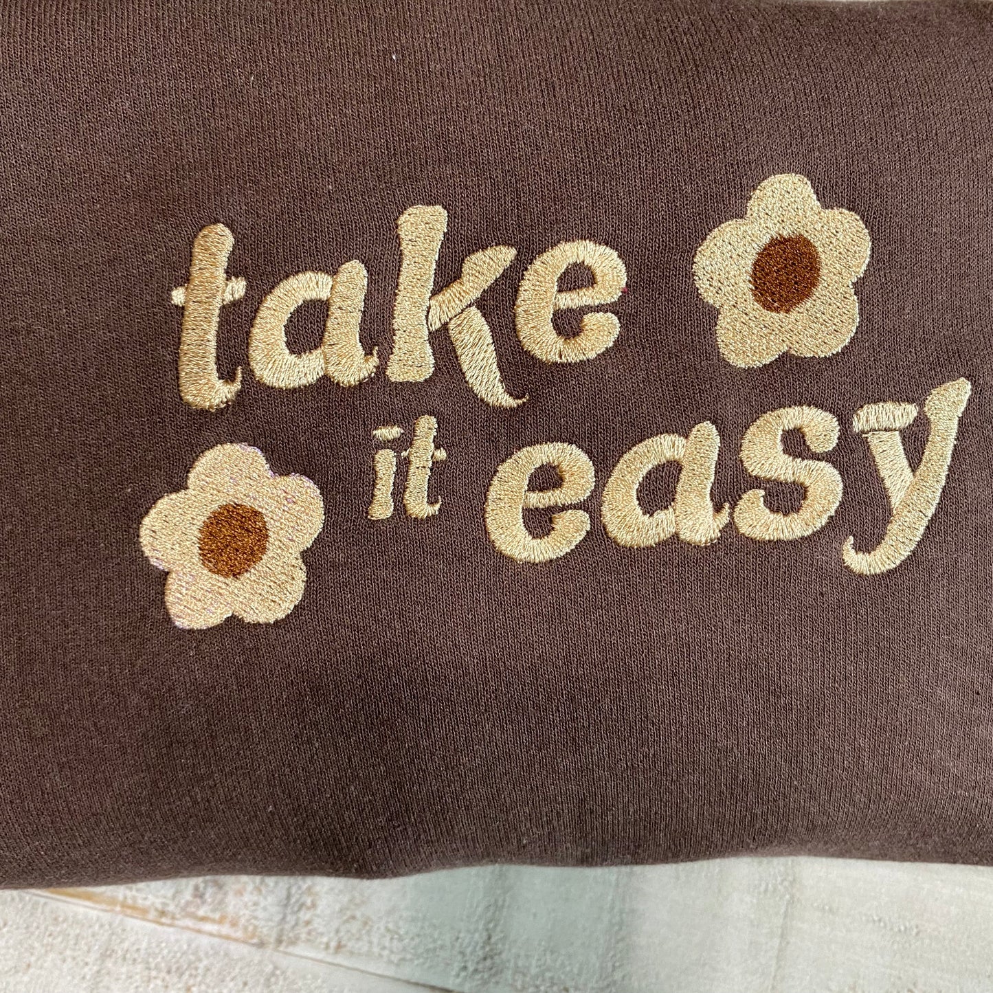 Take It Easy Embroidered Crewneck- Cute Sweatshirt - Trendy Crewneck