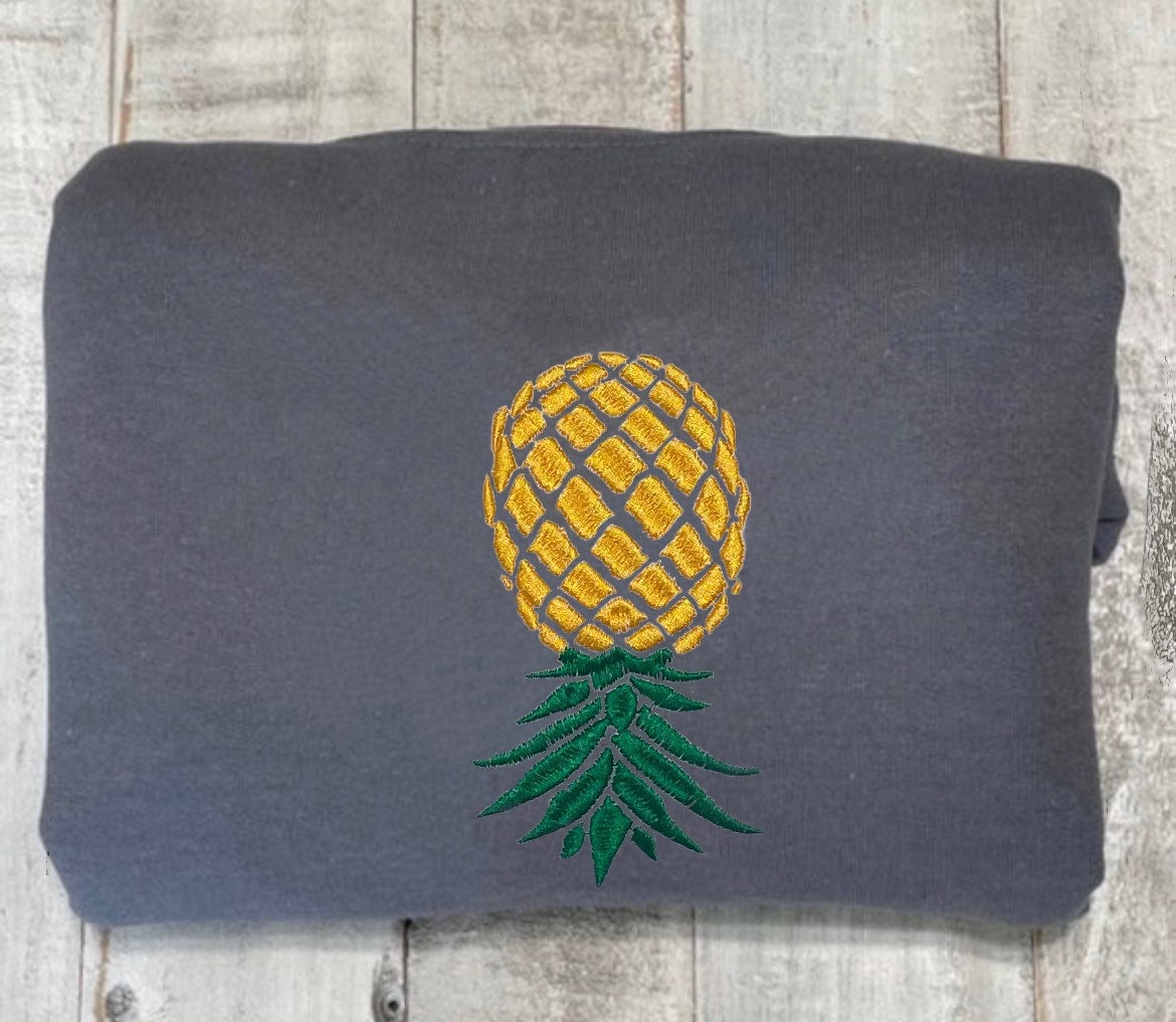 Upside Down Pineapple Embroidered Sweatshirt - Swinger Gift