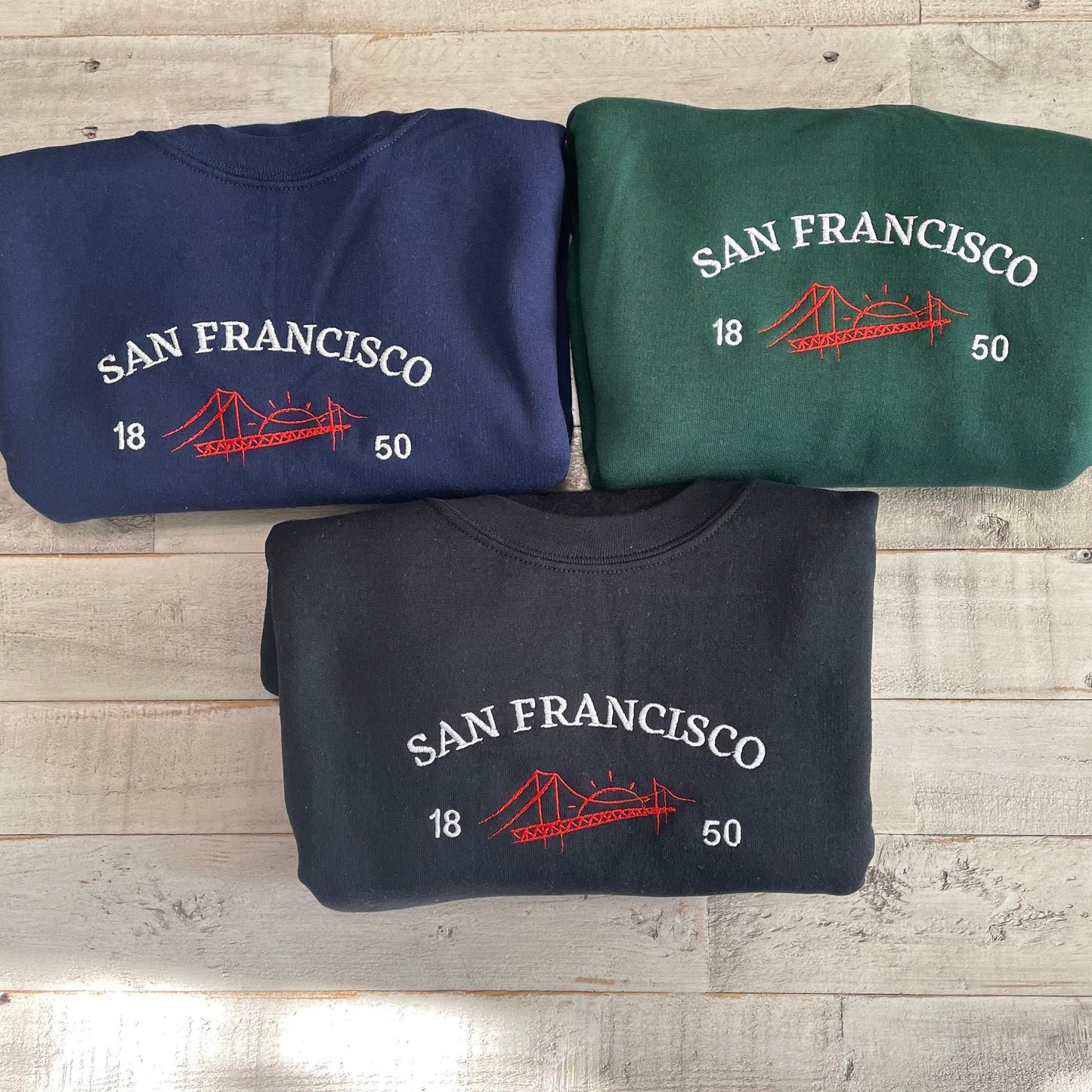 San Francisco Embroidered sweatshirt, Vintage Style California Crewneck, Golden Gate Bridge Sweatshirt