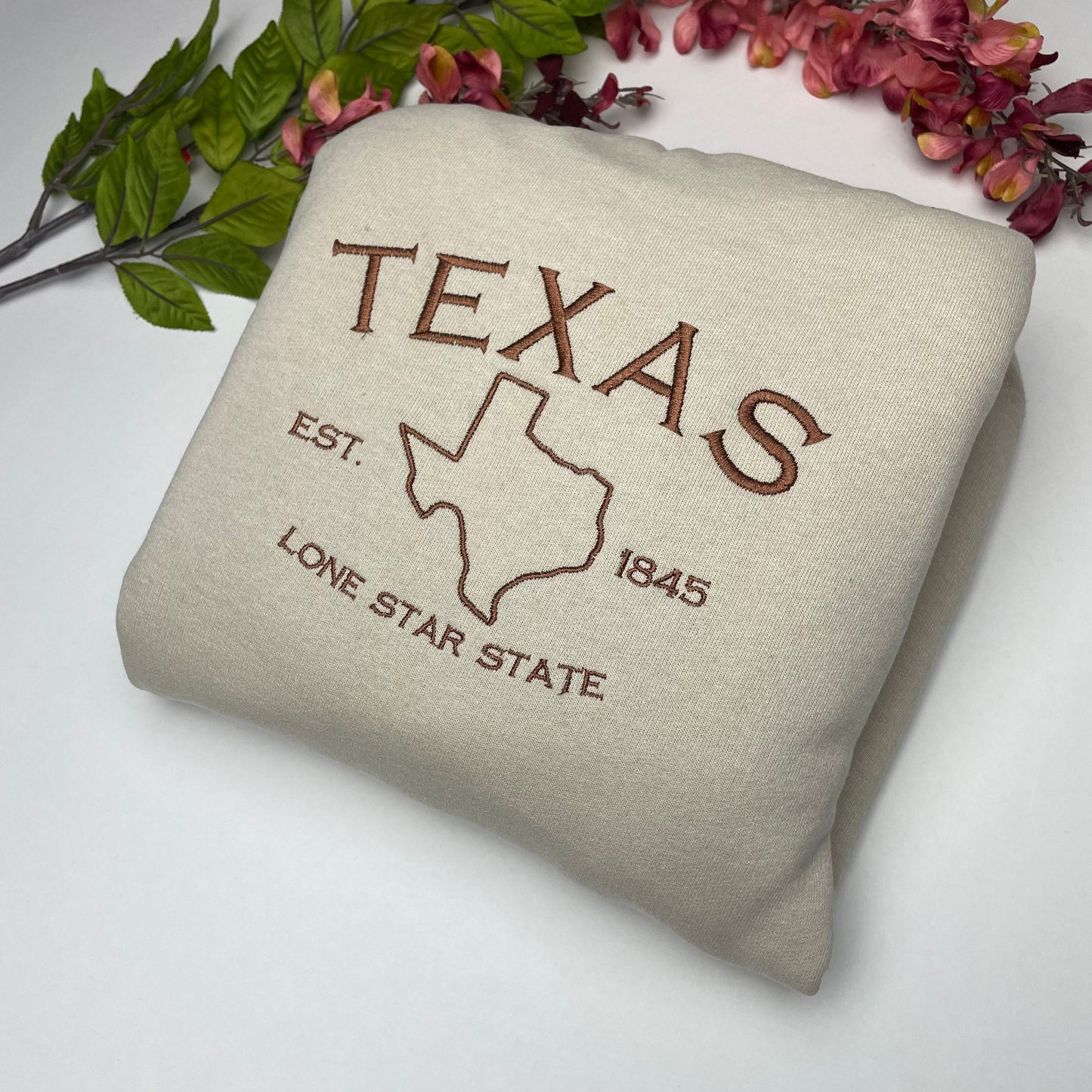 Texas Embroidered Sweatshirt- Texas T-Shirt and Sweatshirt