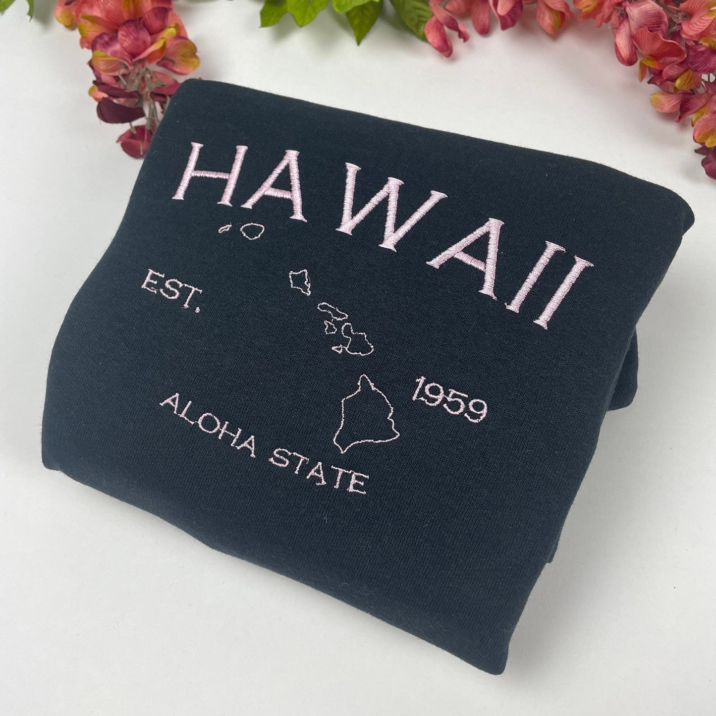 Custom State Embroidered Sweatshirt- Choose Your State Out line Map
