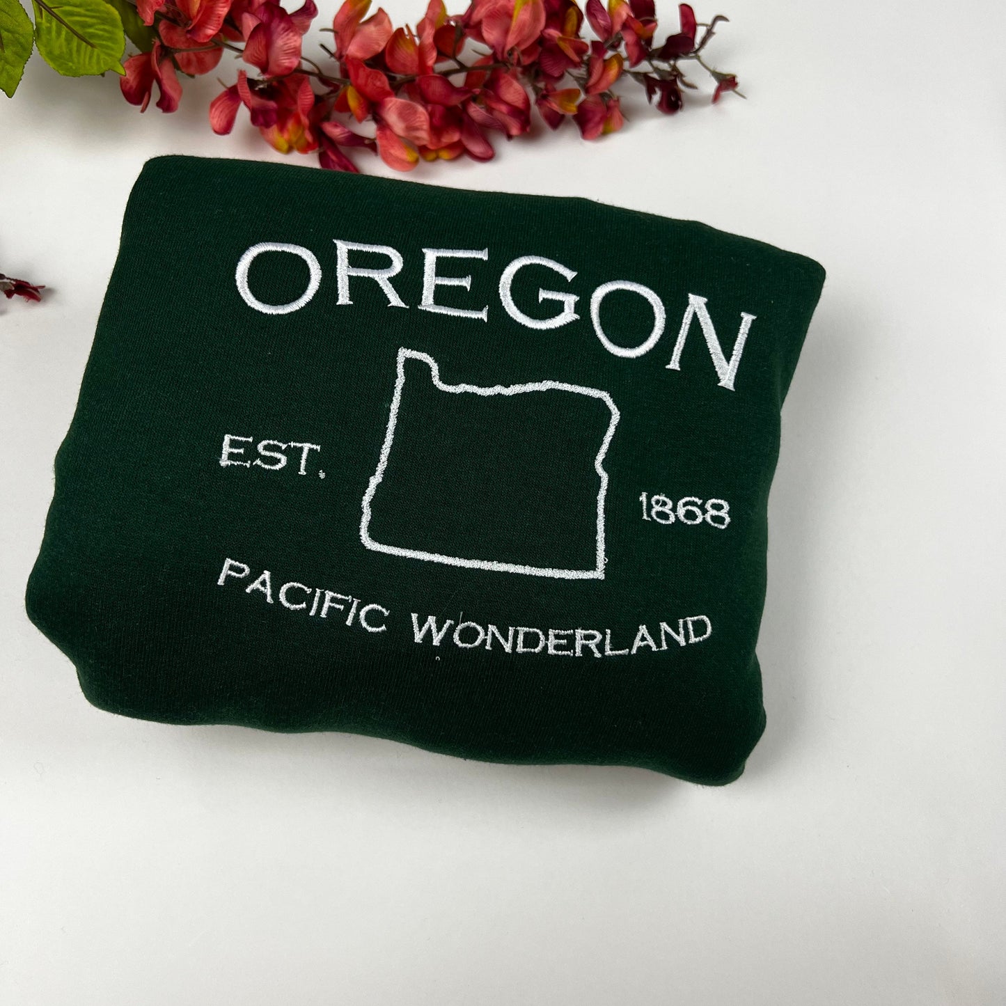Custom State Embroidered Sweatshirt- Choose Your State Out line Map