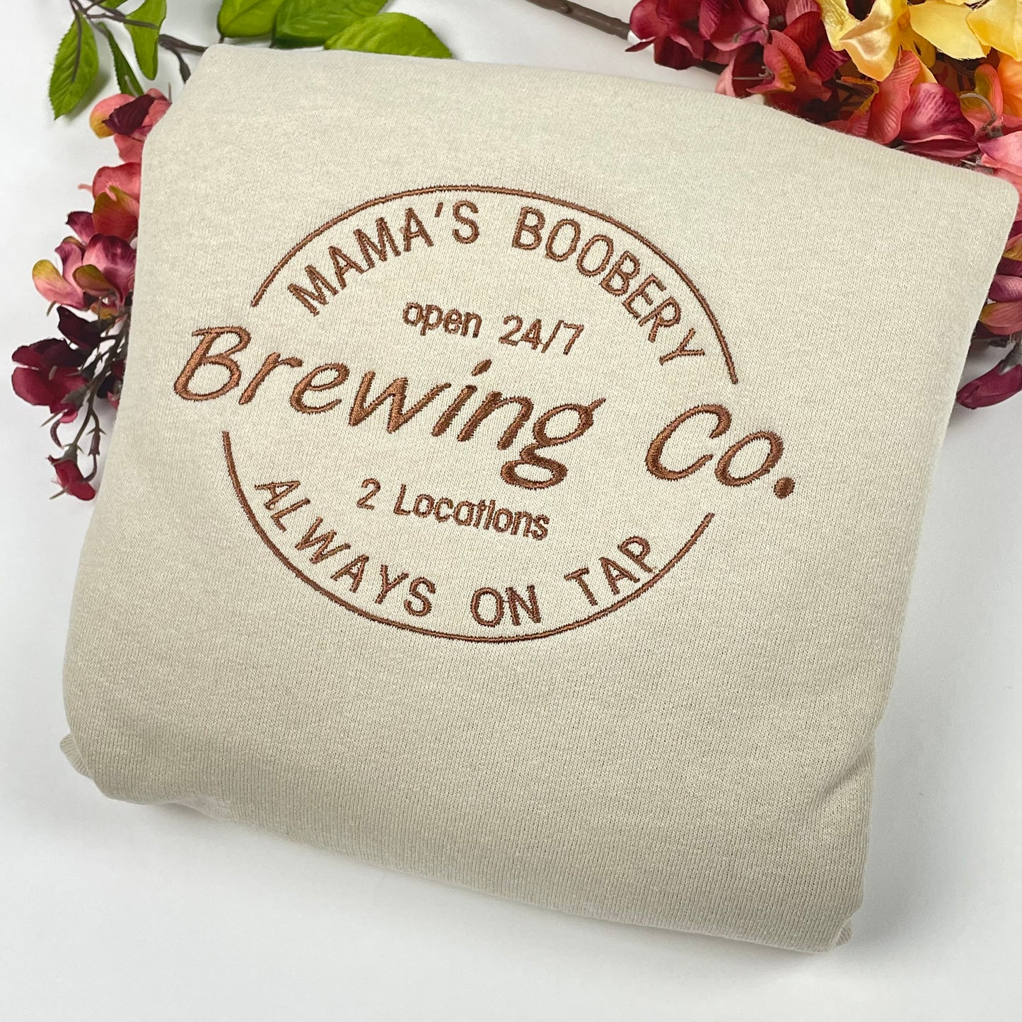 Mama’s Boobery Embroidered Sweatshirt,Breast Feeding Shirt Sweatshirt, Baby Shower Pullover, New Mom Sweatshirt Womens Shirts