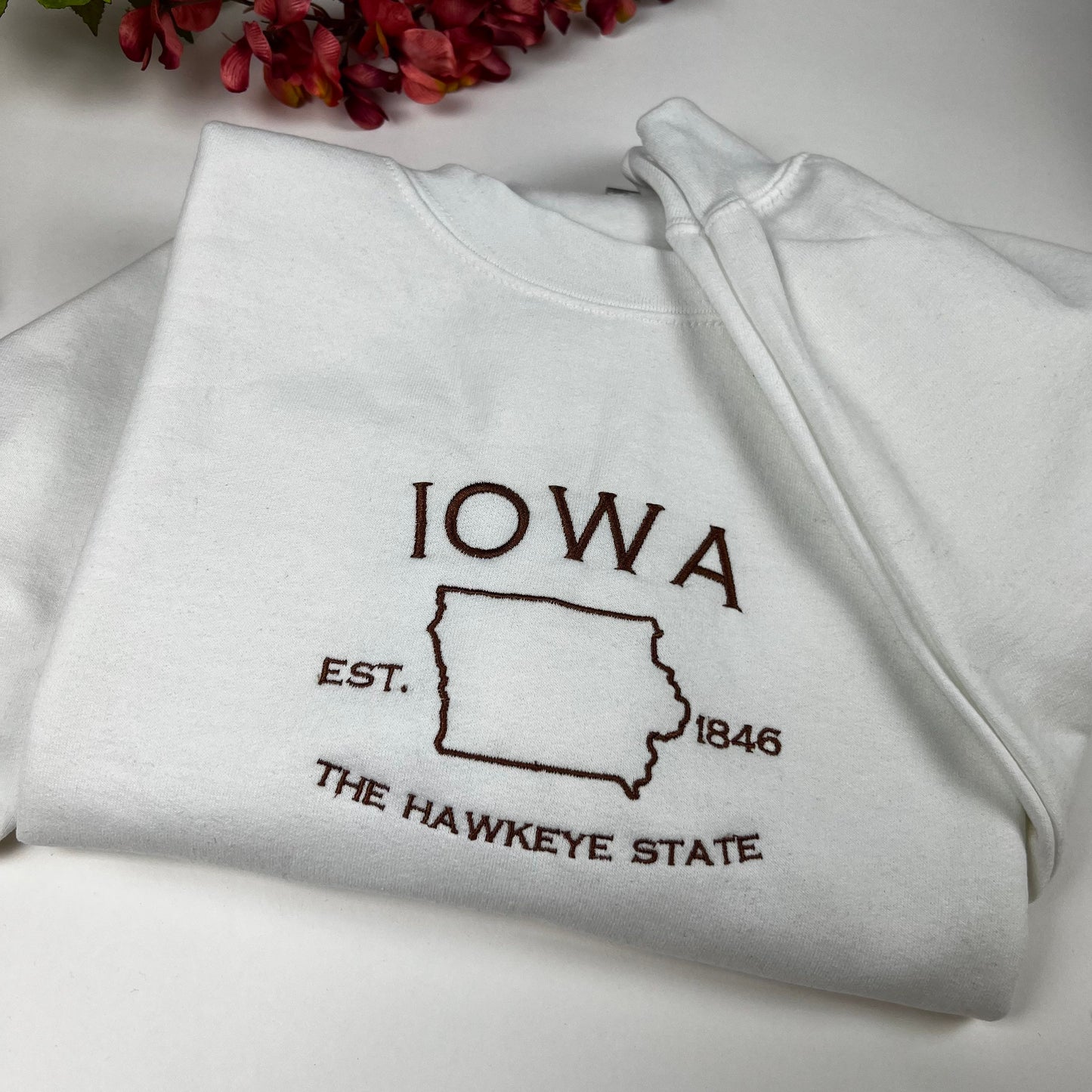 Iowa Embroidered Sweatshirt- Iowa T-Shirt and Sweatshirt - Hawkeye State