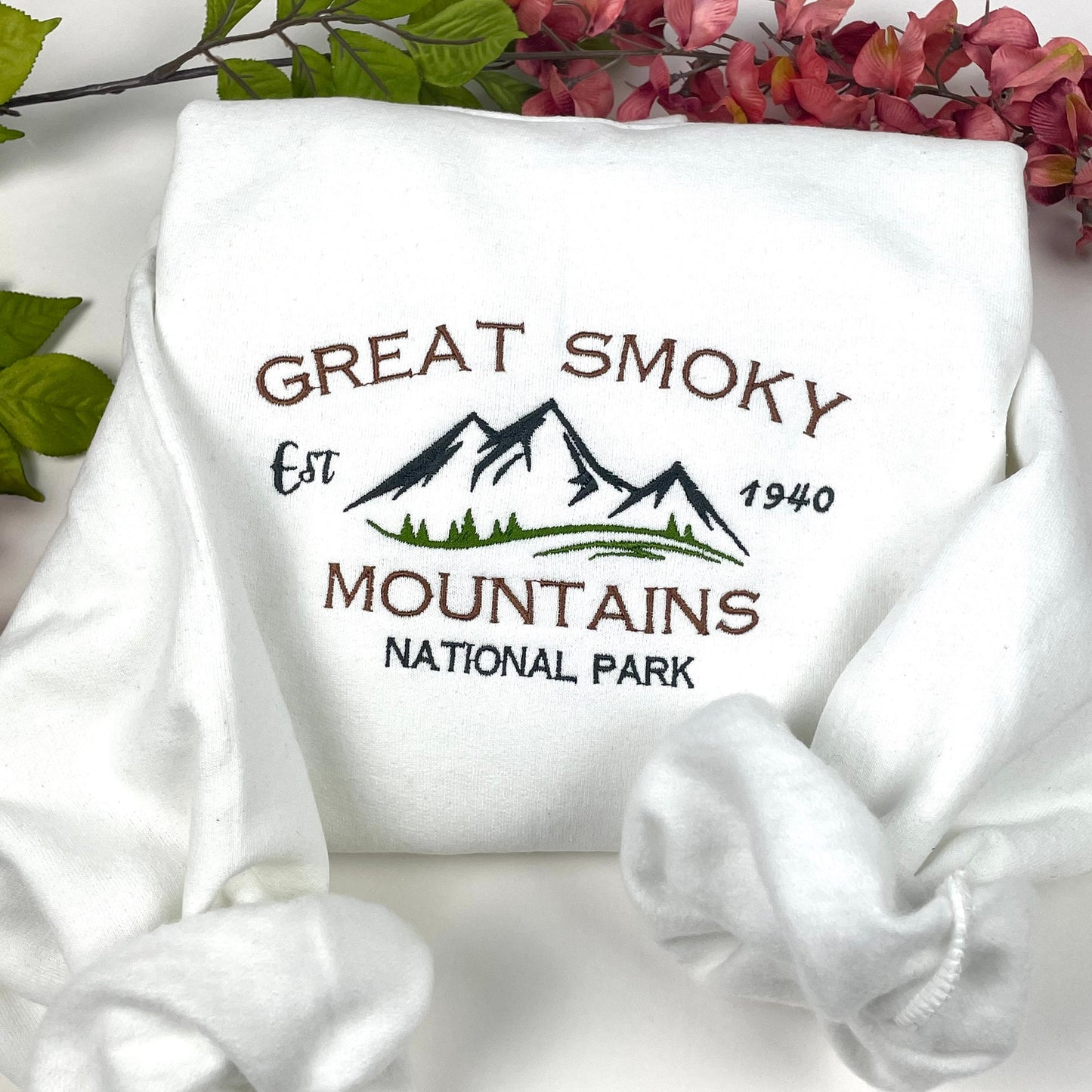 Great Smoky Mountains National Park Embroidered Crewneck-embroidered Crewneck-National Park Sweatshirt