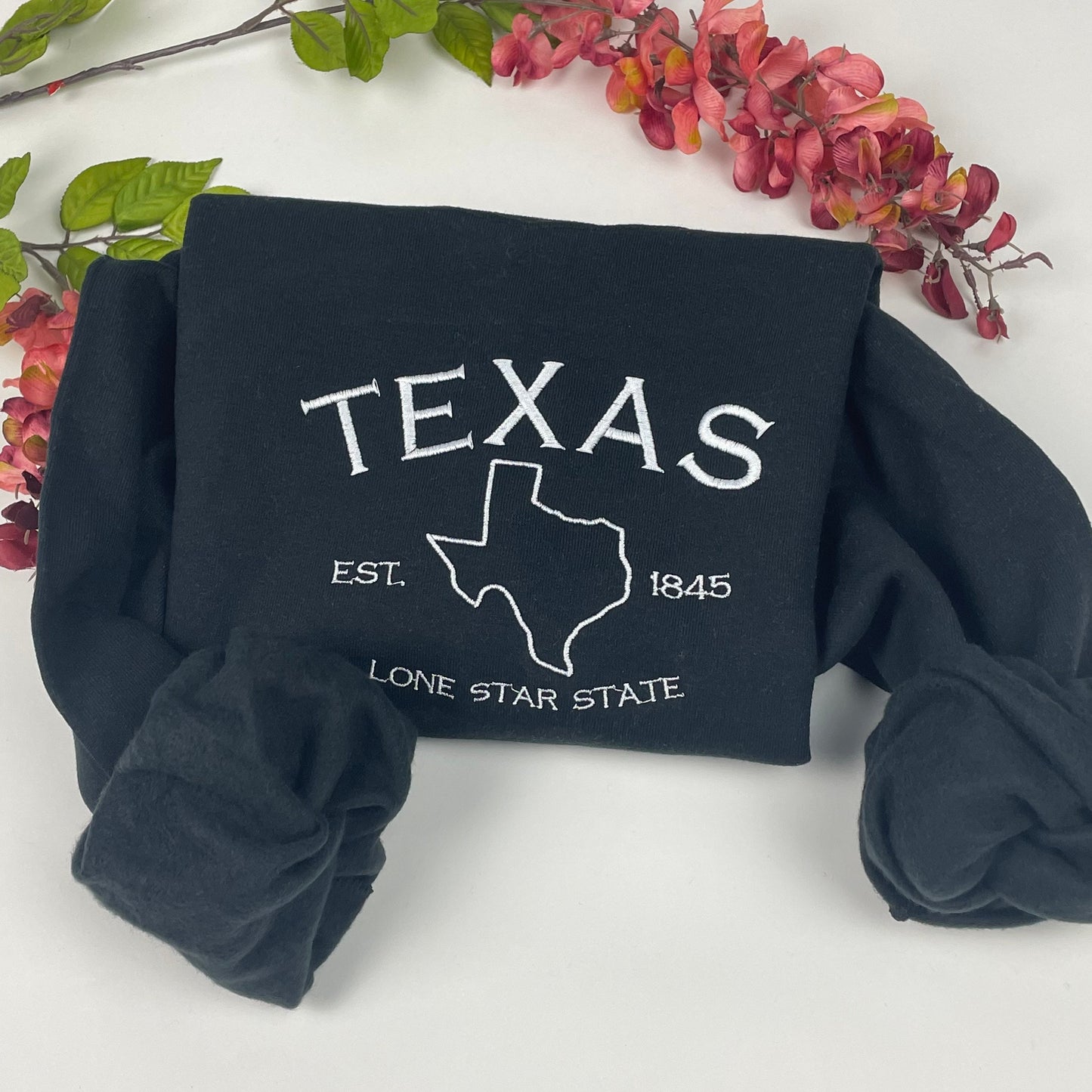 Texas Embroidered Sweatshirt- Texas T-Shirt and Sweatshirt