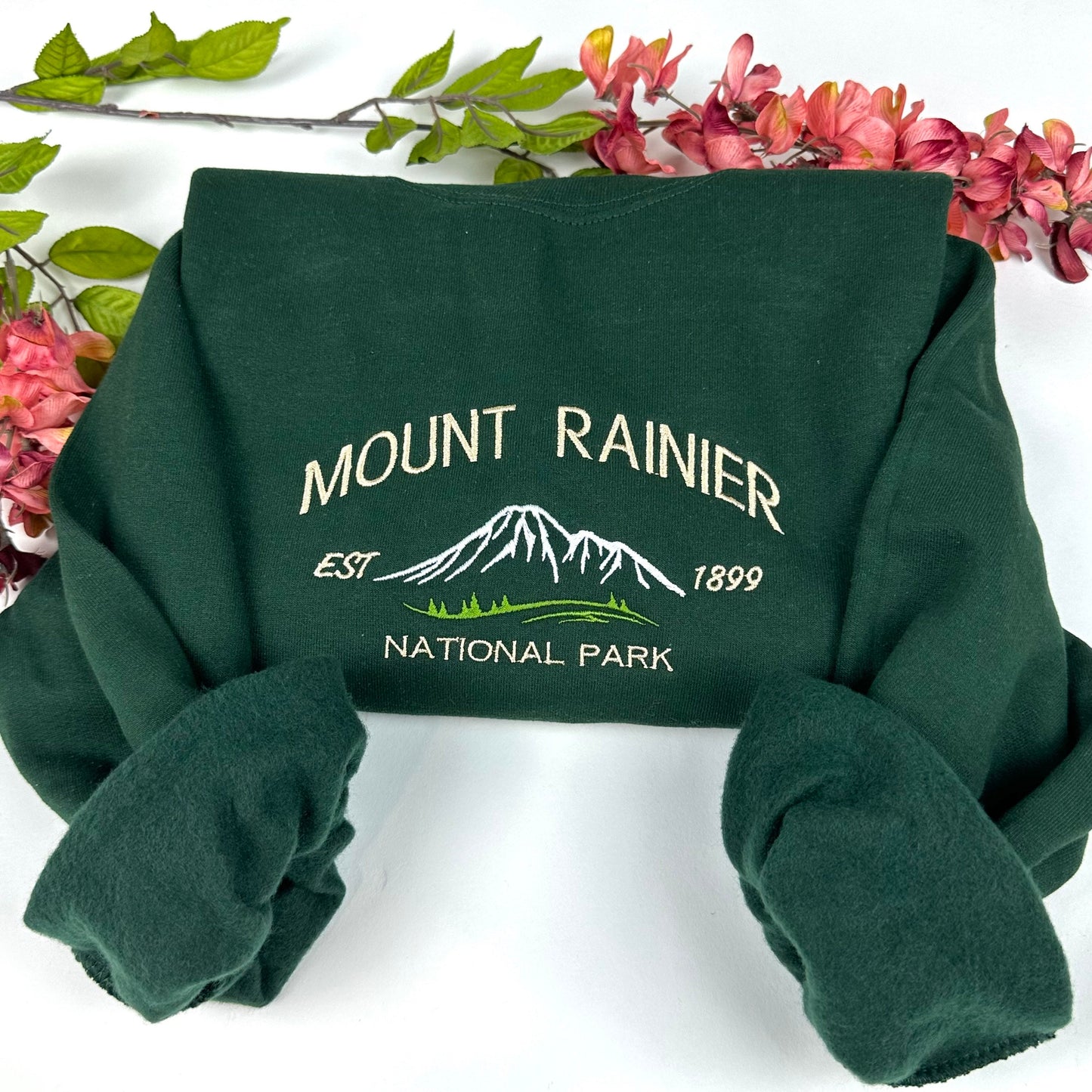 Mount Rainier National Park Embroidered Crewneck Sweatshirt