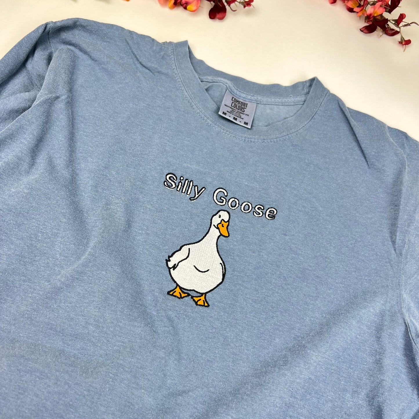 Silly Goose t-shirt- Goose Embroidered T-shirt- Funny shirt- Comfort colors T-shirt