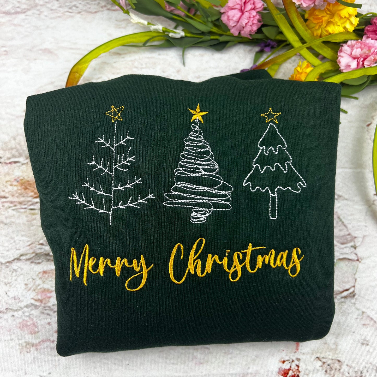 Merry Christmas Sweatshirt - (3 CHRISTMAS TREES)
