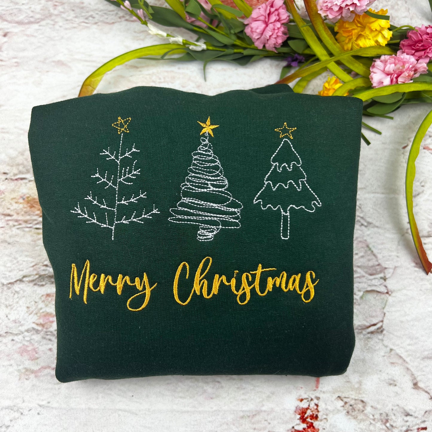 Merry Christmas Sweatshirt - (3 CHRISTMAS TREES)