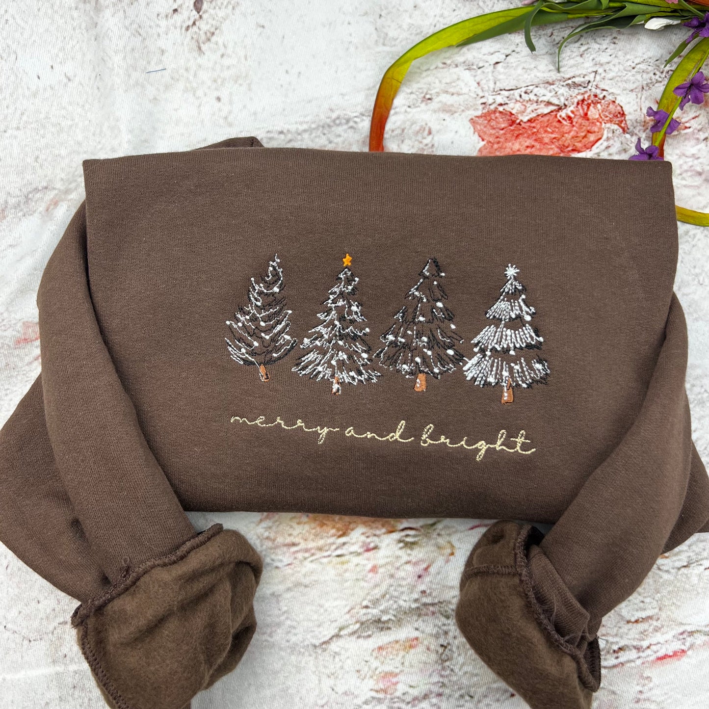 Merry Christmas Sweatshirt- Christmas Tree Crewneck (4 CHRISTMAS TREES)