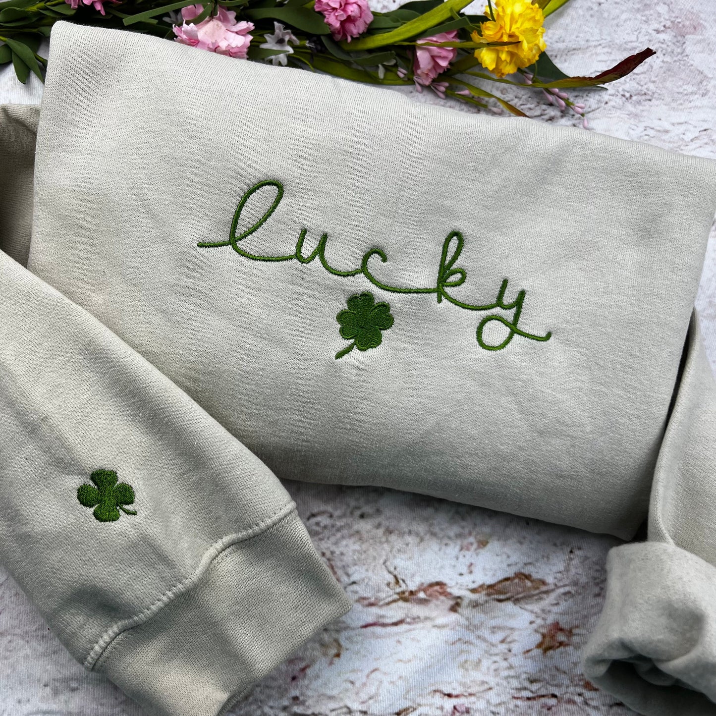 Lucky Embroidered Sweatshirt. St. Patricks Sweatshirt, Saint Patricks Day Embroidered Sweatshirt