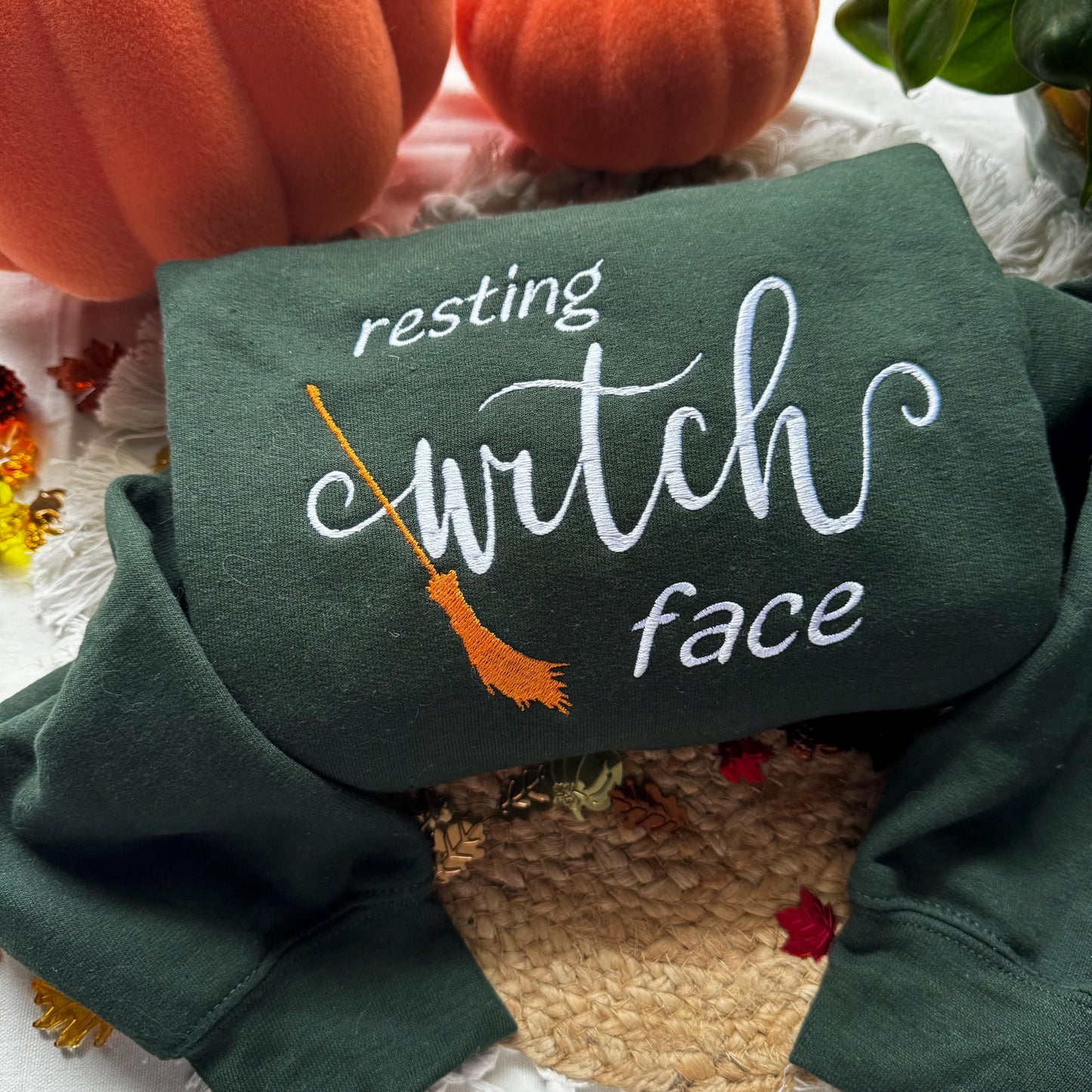 Resting Witch Face- Halloween Embroidered Sweatshirt - Fall Embroidered Sweatshirt