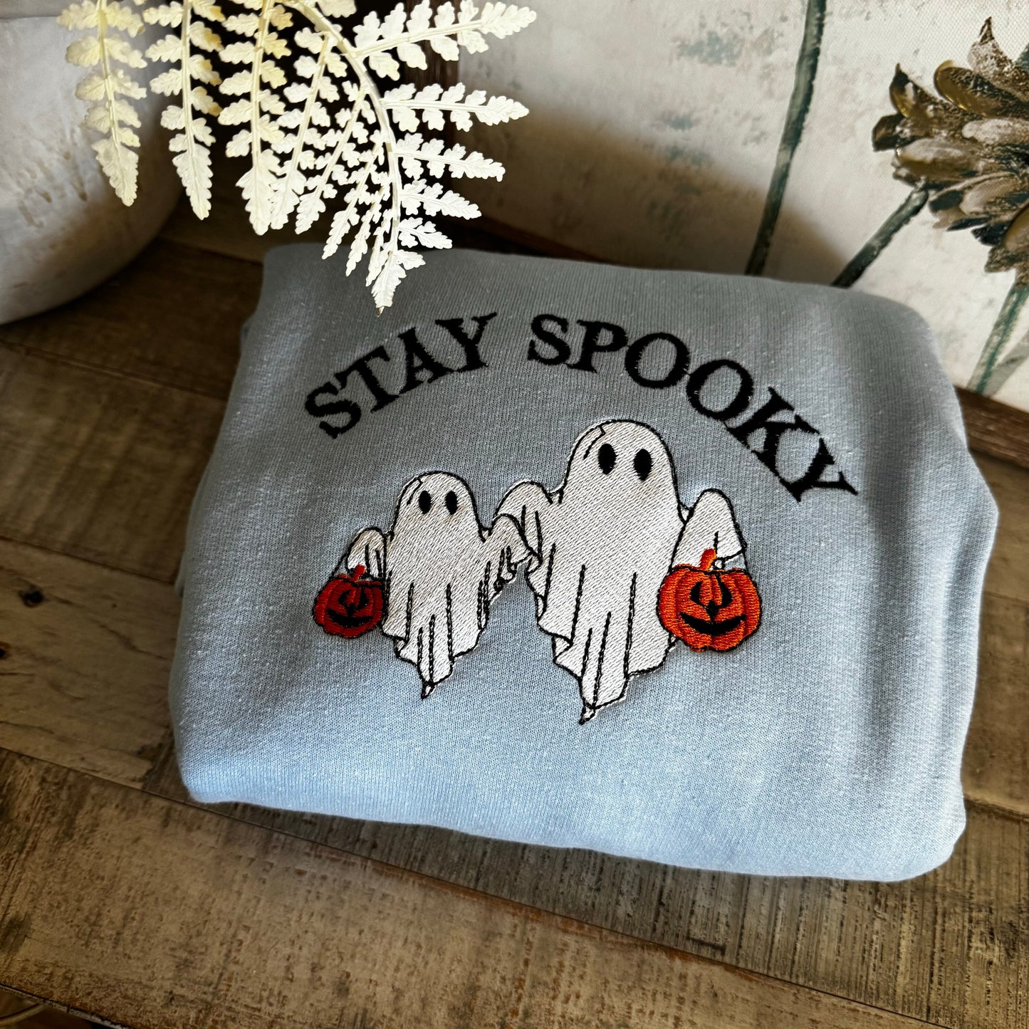 Halloween Embroidered Sweatshirt - Stay Spooky Ghosts