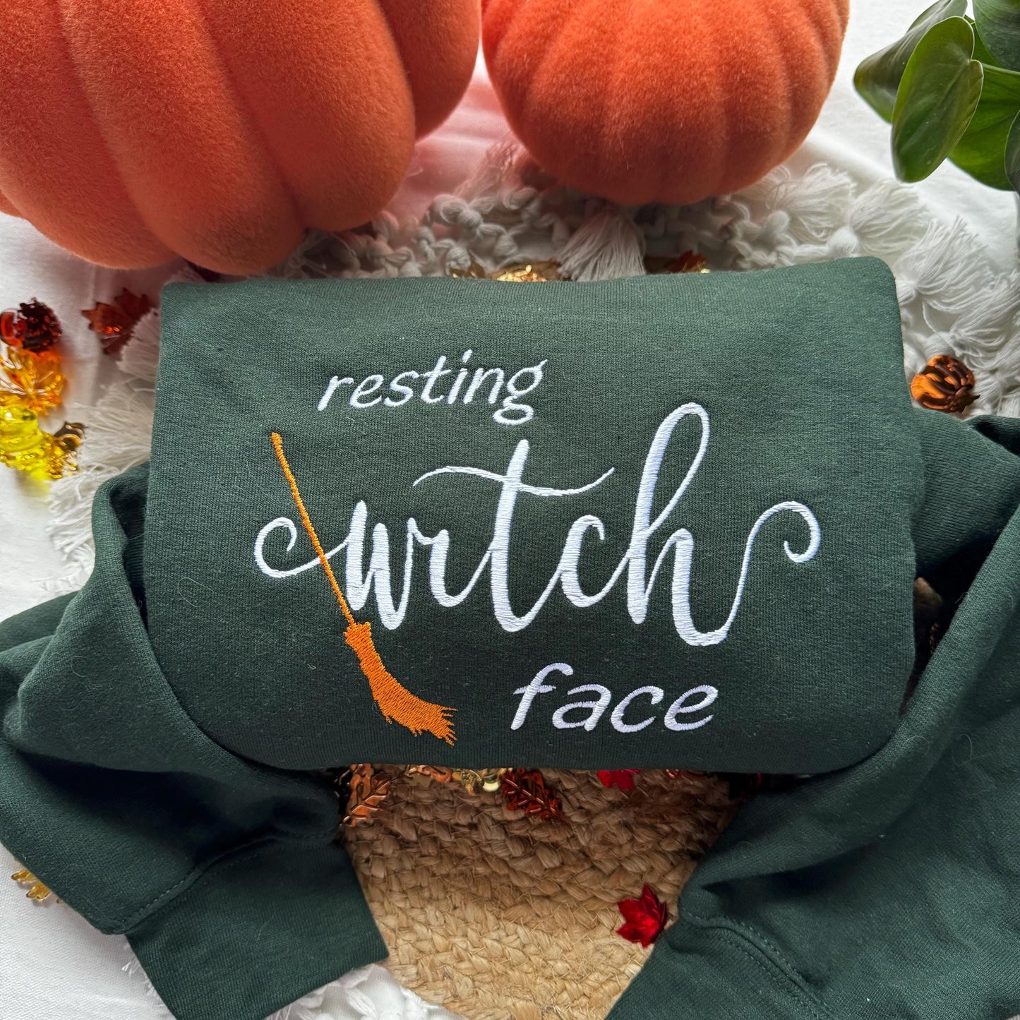 Resting Witch Face- Halloween Embroidered Sweatshirt - Fall Embroidered Sweatshirt