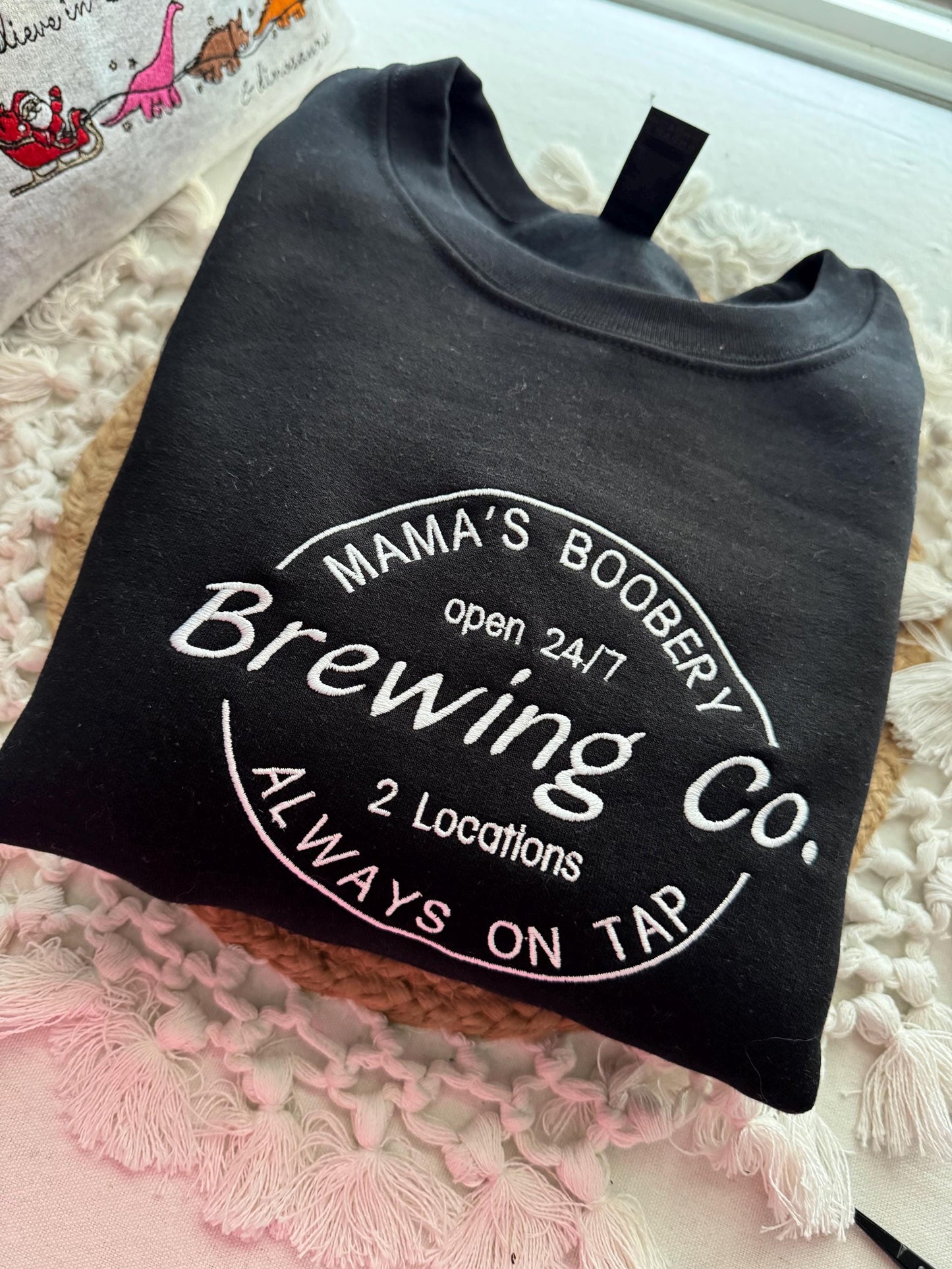 Mama’s Boobery Embroidered Sweatshirt,Breast Feeding Shirt Sweatshirt, Baby Shower Pullover, New Mom Sweatshirt Womens Shirts