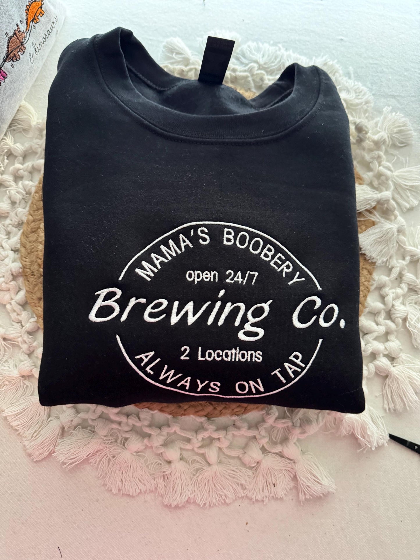 Mama’s Boobery Embroidered Sweatshirt,Breast Feeding Shirt Sweatshirt, Baby Shower Pullover, New Mom Sweatshirt Womens Shirts