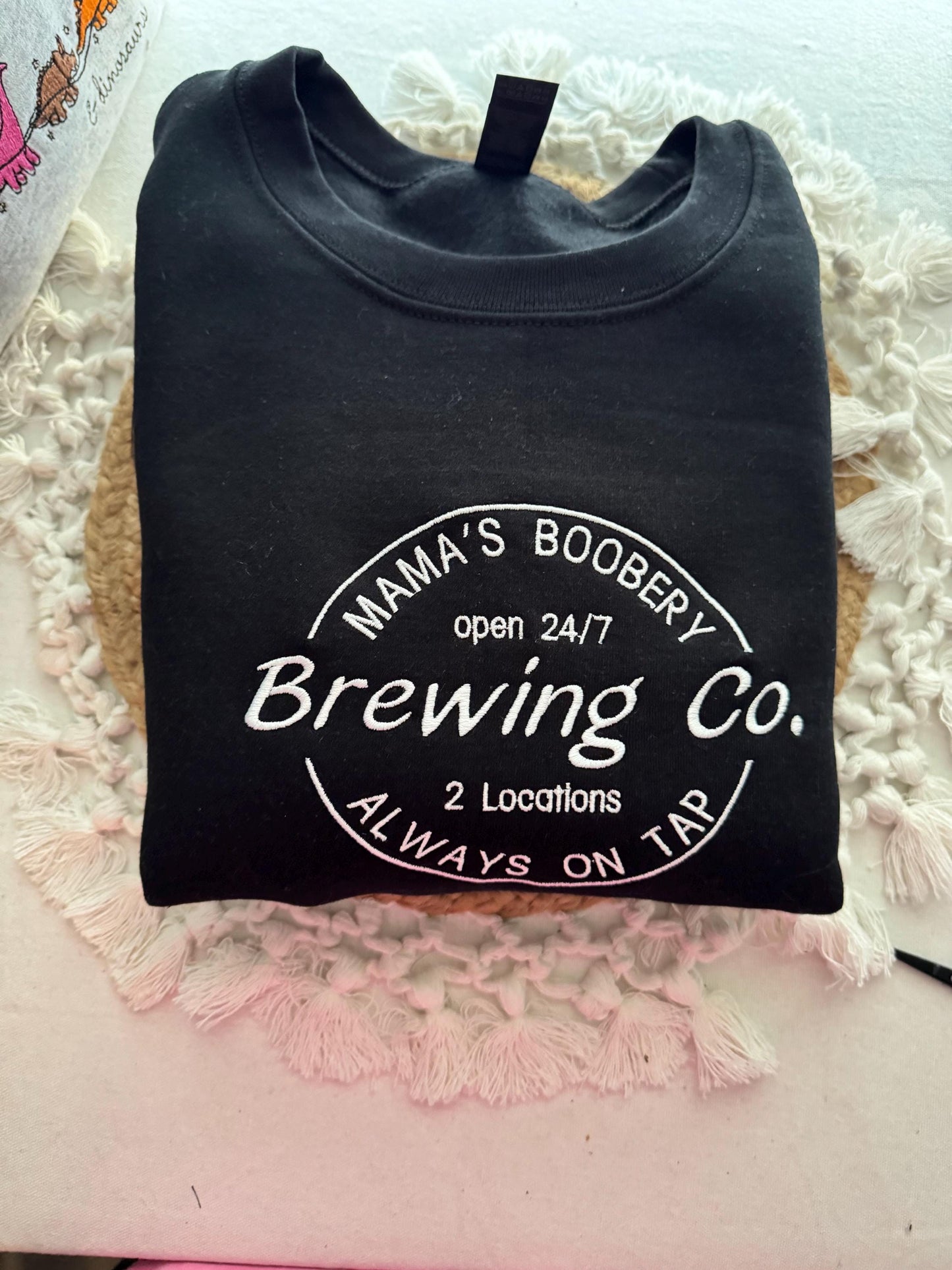 Mama’s Boobery Embroidered Sweatshirt,Breast Feeding Shirt Sweatshirt, Baby Shower Pullover, New Mom Sweatshirt Womens Shirts