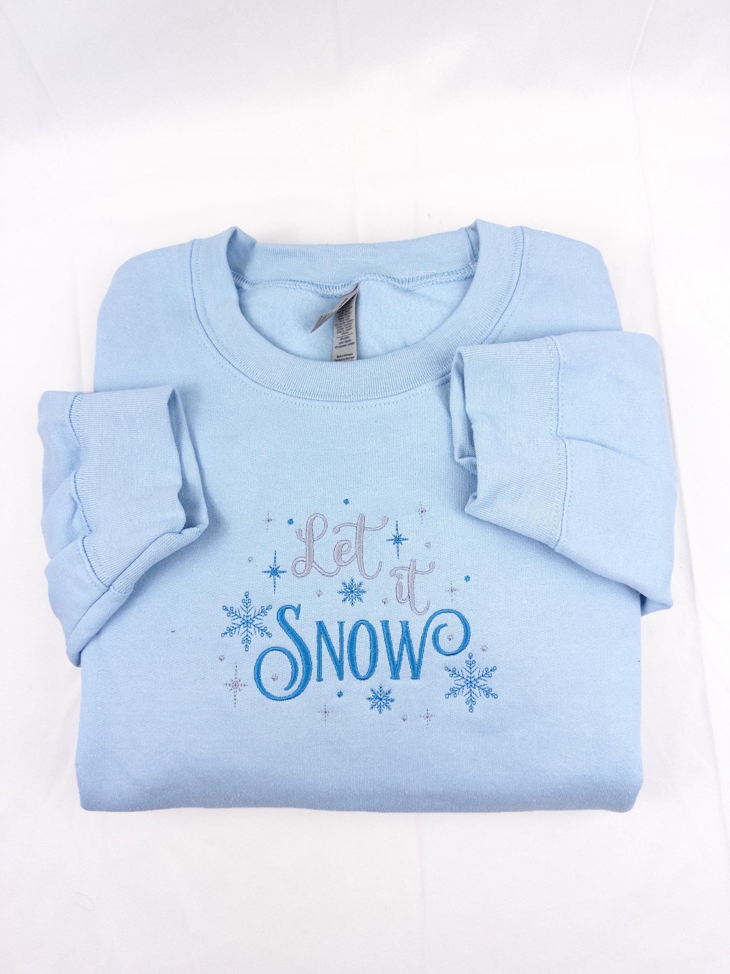 Let It Snow Embroidered Sweatshirt , Winter Sweatshirt, Snowflake Sweatshirt Christmas Sweatshirt, Christmas Shirt, Holiday Shirt.