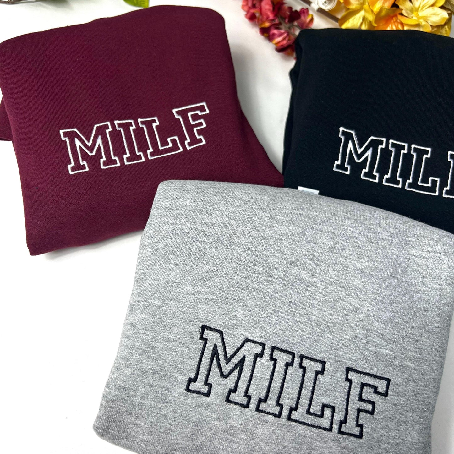 Milf Embroidered Crewneck- Milf Sweatshirt - Trendy Crewneck
