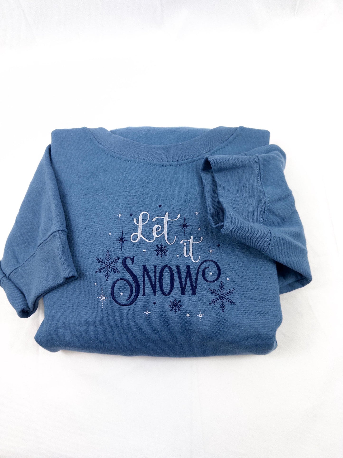 Let It Snow Embroidered Sweatshirt , Winter Sweatshirt, Snowflake Sweatshirt Christmas Sweatshirt, Christmas Shirt, Holiday Shirt.