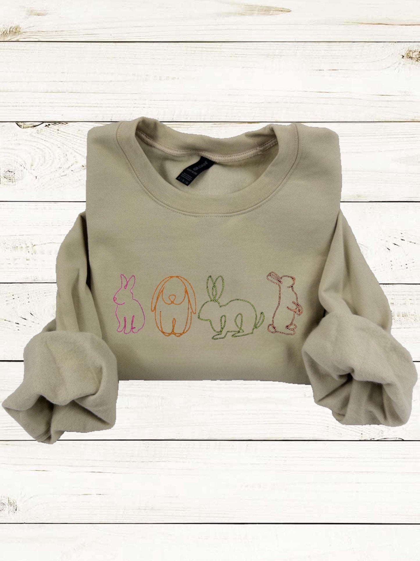 Bunny Embroidered Sweatshirt -Easter Embroidered Sweatshirt- Easter Shirt- Easter Bunny Sweatshirt. Cute bunny rabbits sweatshirt