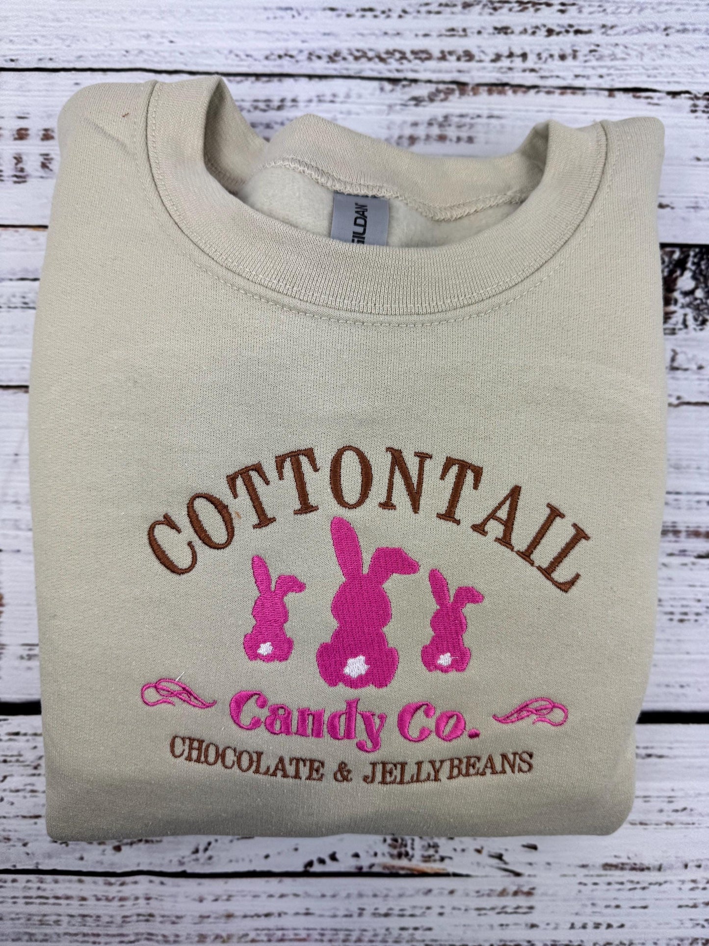 Cotton Tail Bunny Embroidered Sweatshirt-Easter outfit
