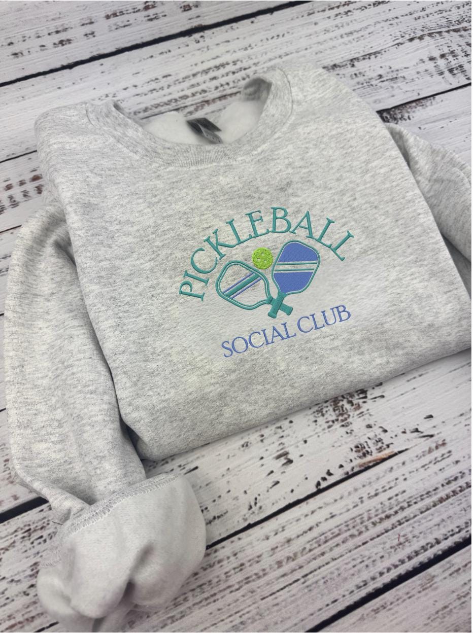 Pickle ball Social Club Embroidered Sweatshirt – Cozy & Stylish Pickle ball Gift