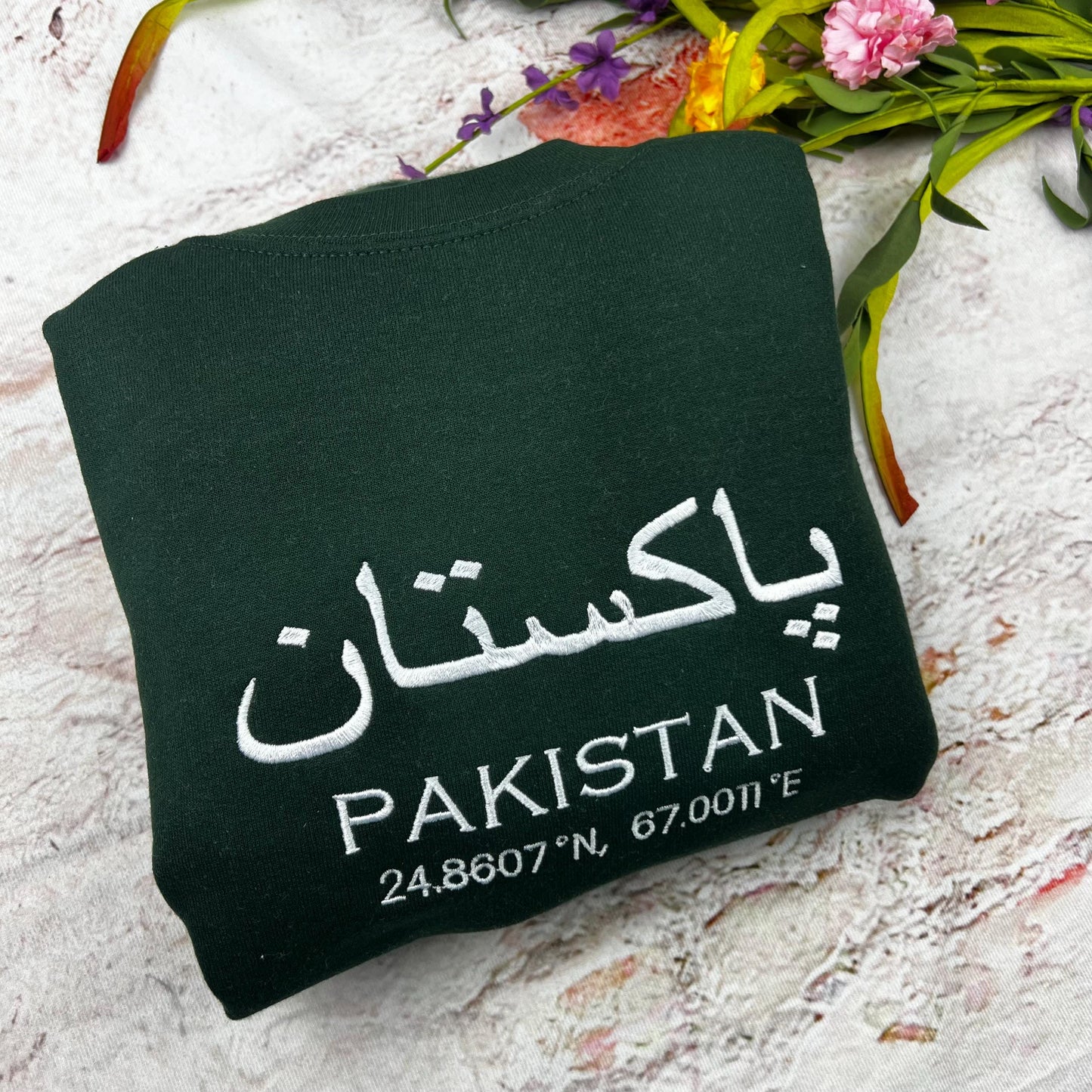 Pakistan Embroidered Sweatshirt - Pakistan Coordinates Shirt