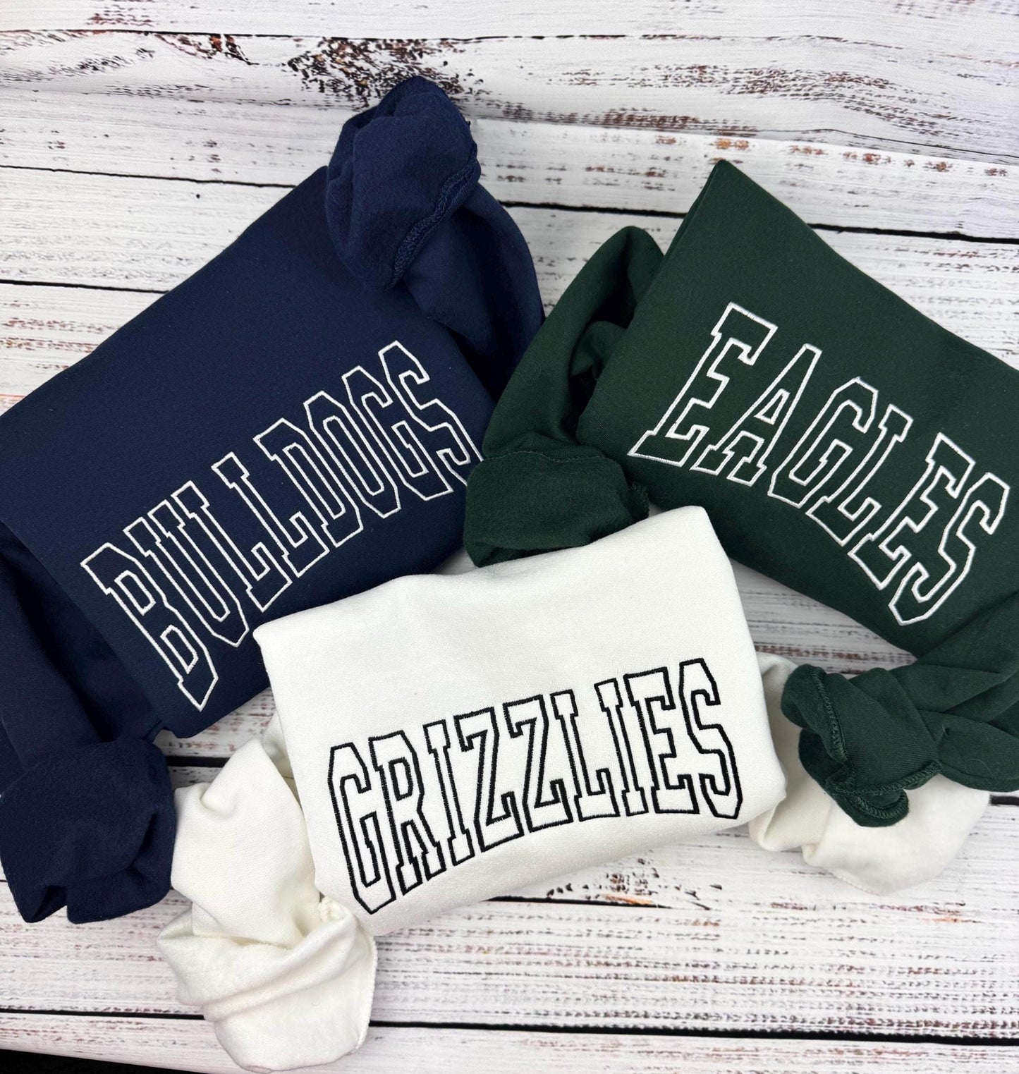 Custom Embroidered Team Sweatshirt/Hoodie, Mascot Sweatshirt, Embroidered Team Hoodie, Eagles, Bulldogs, Grizzlies, Tigers, Personalized