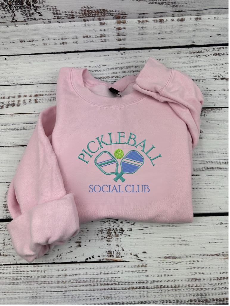 Pickle ball Social Club Embroidered Sweatshirt – Cozy & Stylish Pickle ball Gift