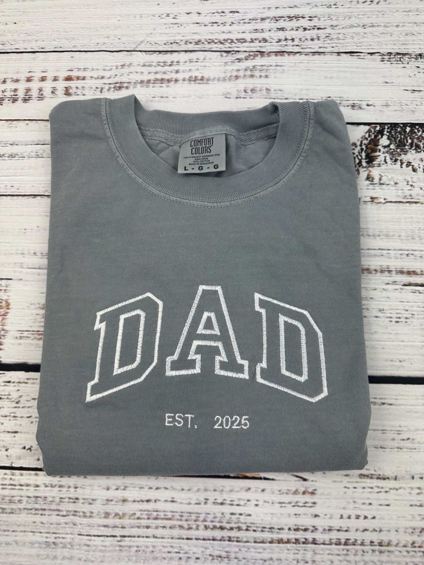 Custom embroidered Mom t-shirt - Dad Embroidered T-shirt. Comfort Colors Embroidered T-shirt - Mother’s Day Gift - Father's Day