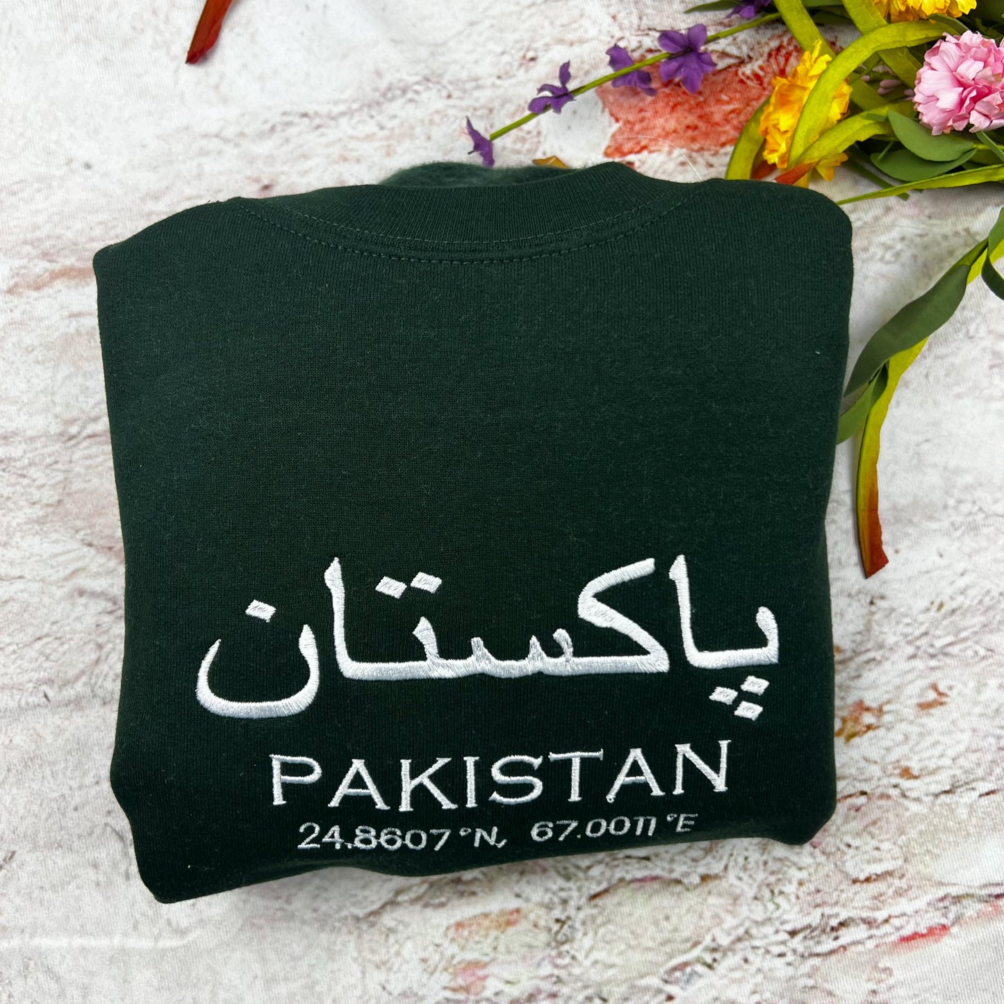 Pakistan Embroidered Sweatshirt - Pakistan Coordinates Shirt