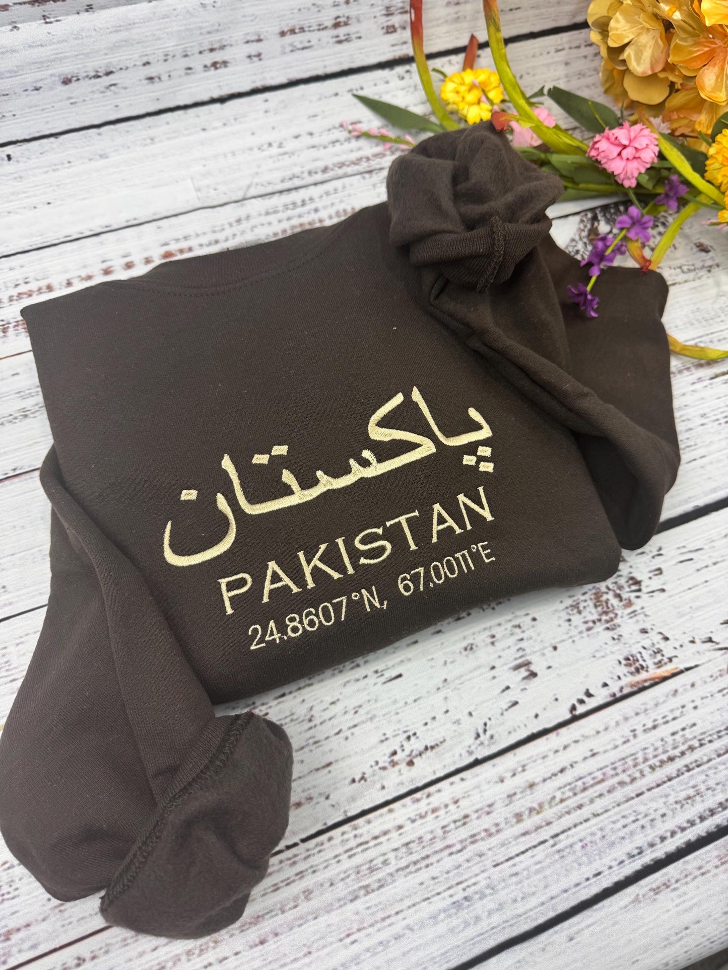 Pakistan Embroidered Sweatshirt - Pakistan Coordinates Shirt