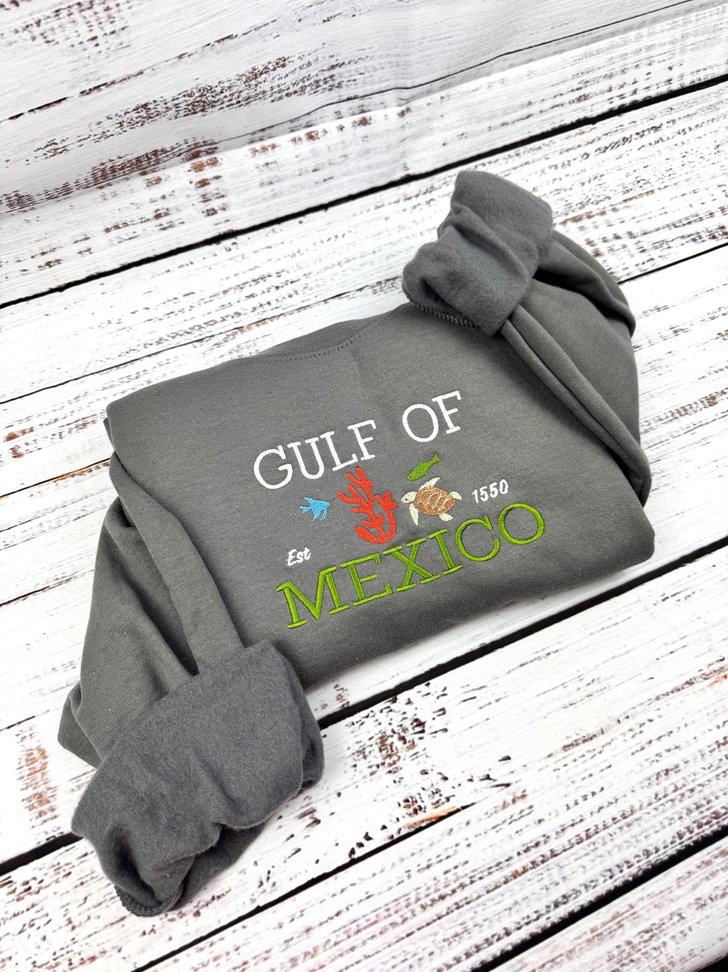 Gulf of Mexico Embroidered Sweatshirt – Coastal Crewneck, Beach Lover Gift, Ocean Vibes