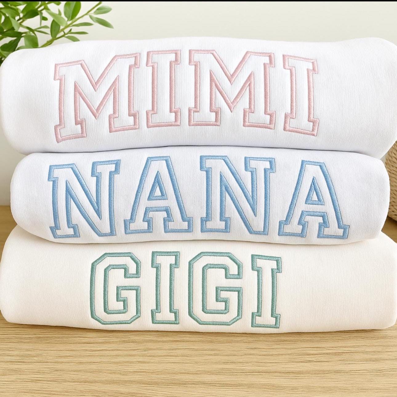 Custom Nana Sweatshirt Embroidered | Gigi Mimi Grandma Crewneck | Personalized Mother’s Day Gift | Pregnancy Reveal for Nana