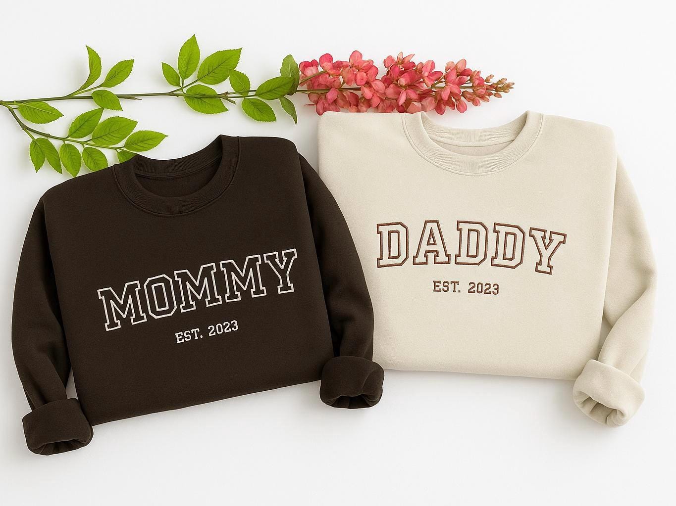 Mom/Dad Embroidered Crewneck Sweatshirt - Mother’s Day Gift - Father's Day (Custom EST Date)