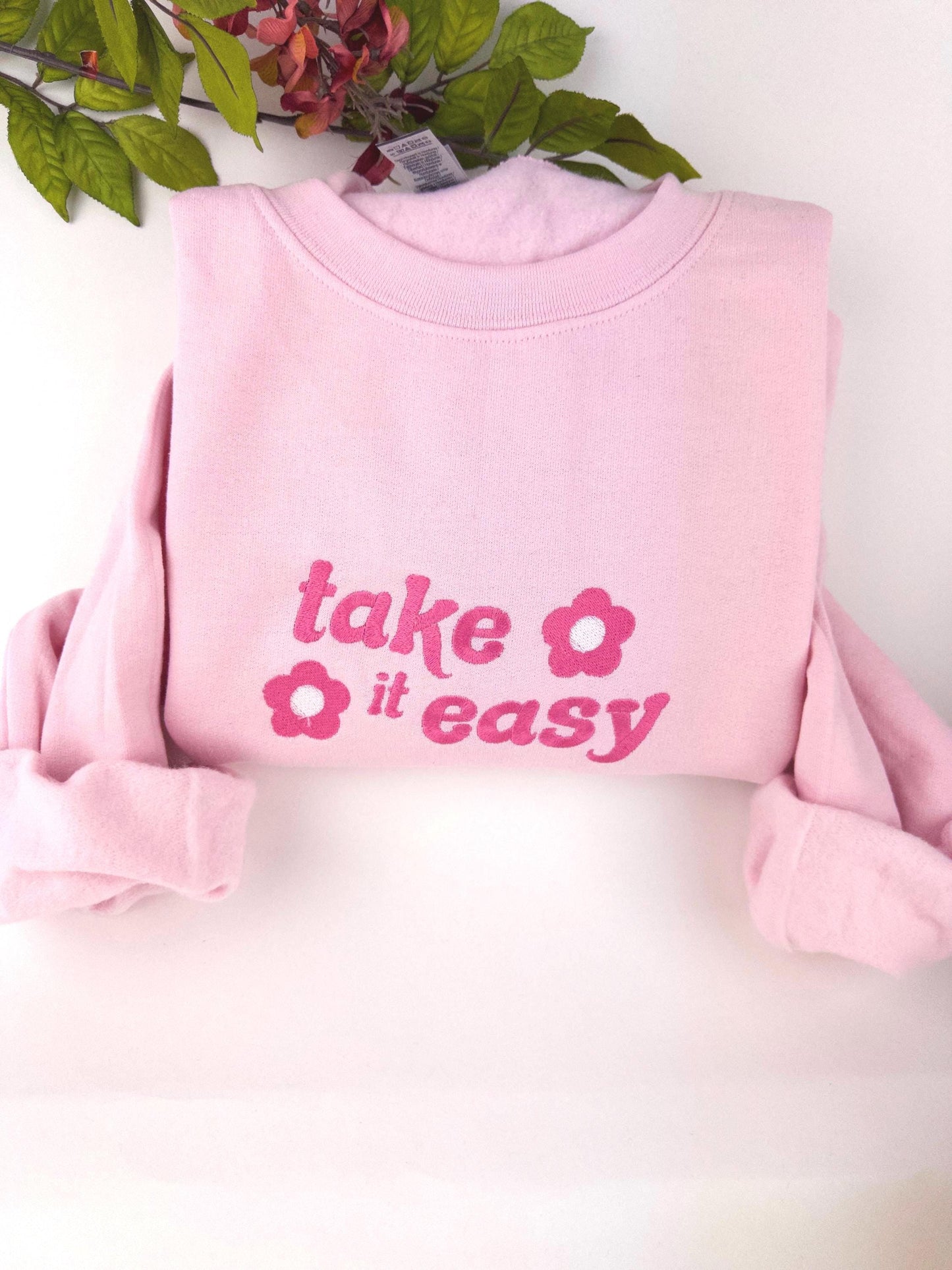 Take It Easy Embroidered Crewneck- Cute Sweatshirt - Trendy Crewneck