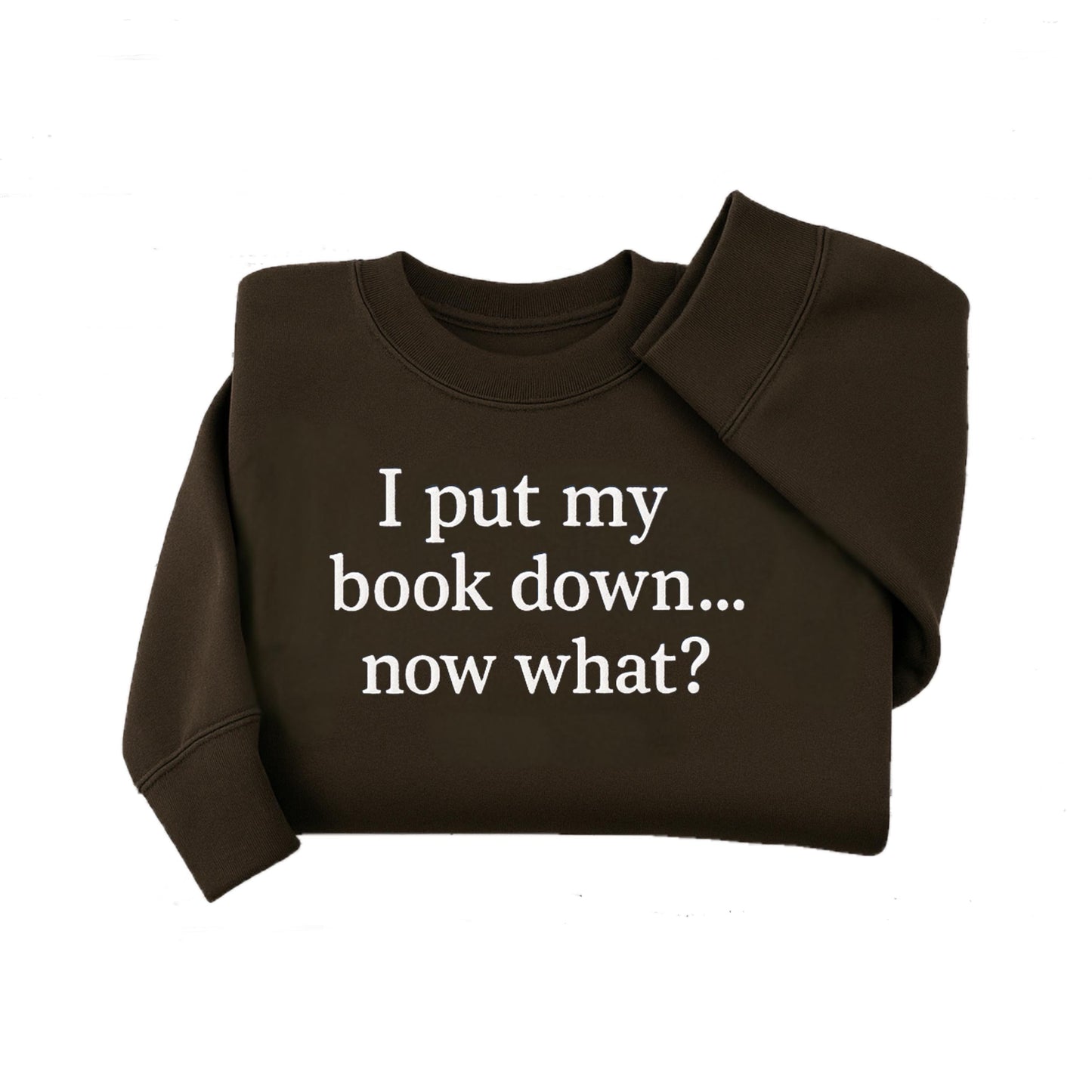 Embroidered I Put My Book Down.. Now what? Sweatshirt - Bookish Gift - Book Lover Hoodie - Book Worm Gift Idea