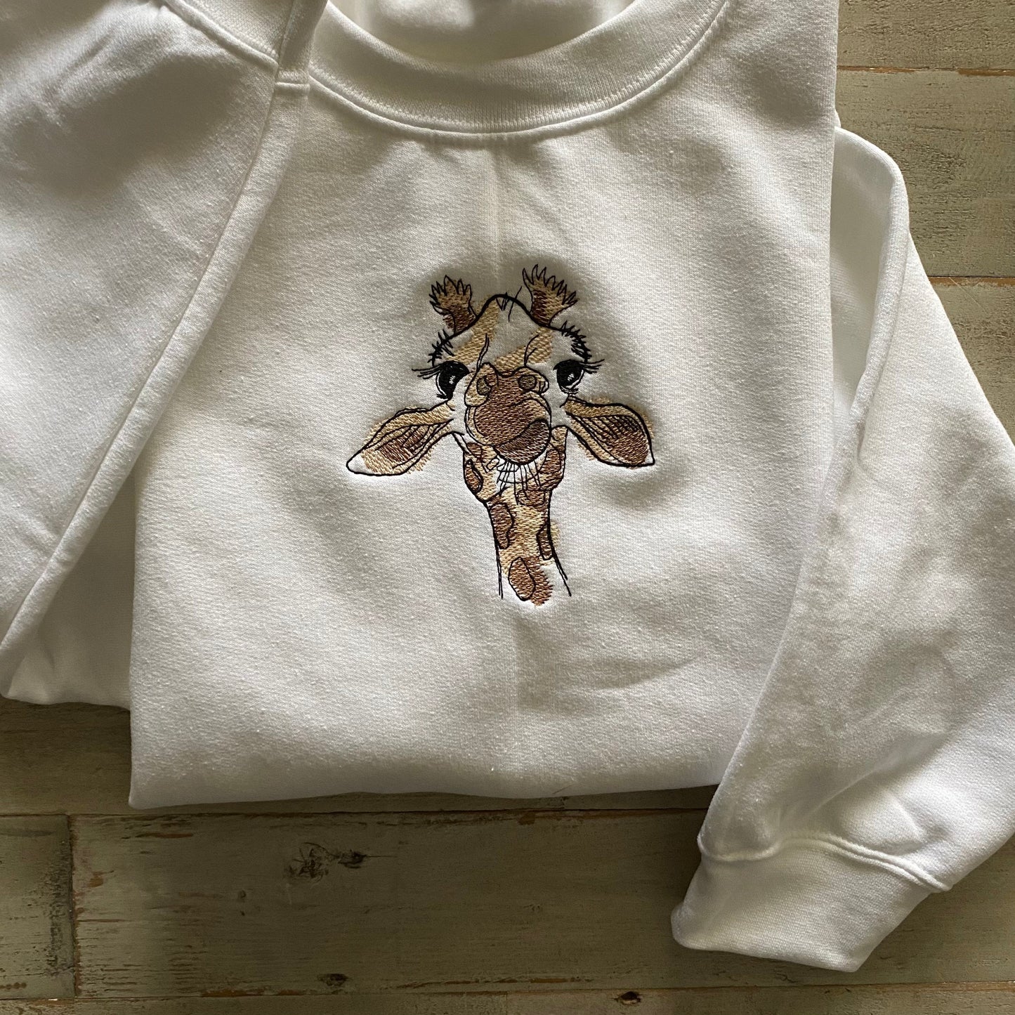 Giraffe Embroidered Crewneck- Trendy Crewneck