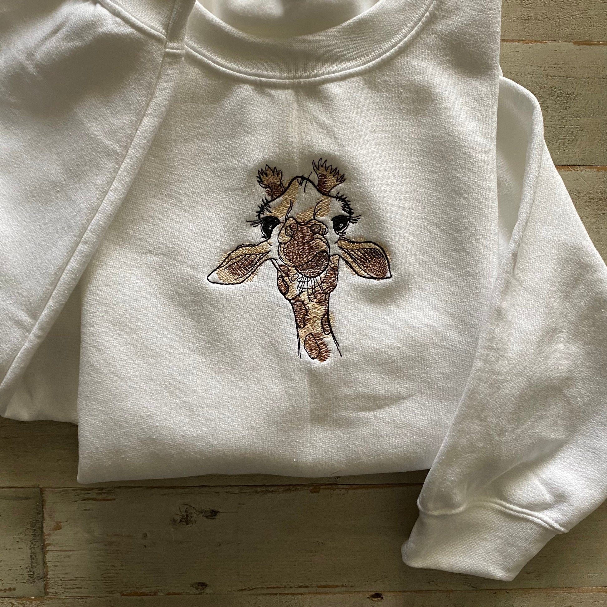 Giraffe Embroidered Crewneck- Trendy Crewneck