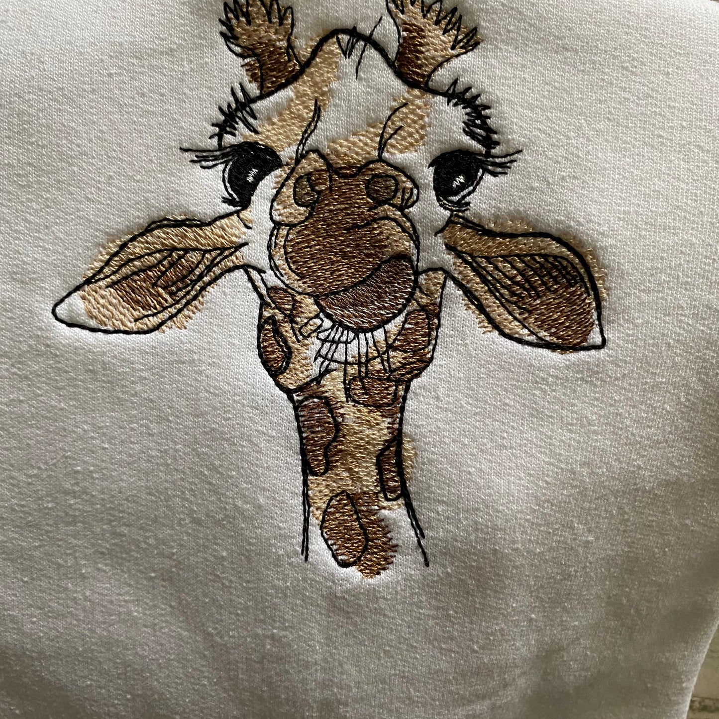 Giraffe Embroidered Crewneck- Trendy Crewneck