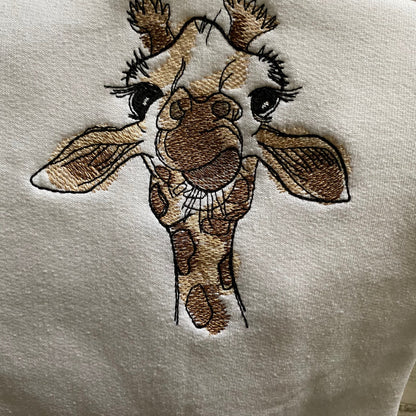Giraffe Embroidered Crewneck- Trendy Crewneck
