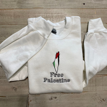 Embroidered Free Palestine crewneck. Free Palestine embroidered sweatshirt