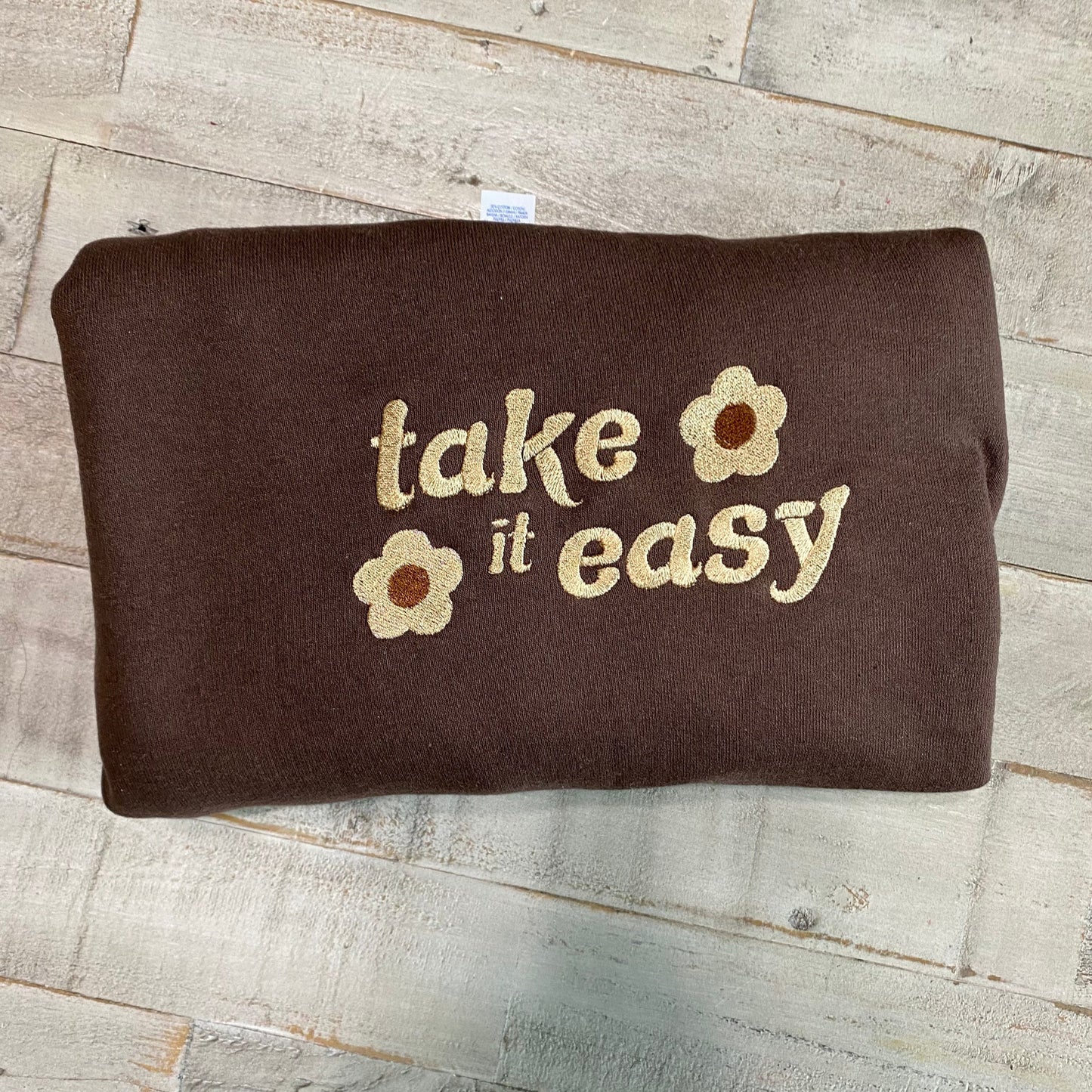 Take It Easy Embroidered Crewneck- Cute Sweatshirt - Trendy Crewneck