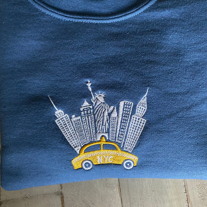 New York City Embroidered Sweatshirt, NYC shirt (TAXI)