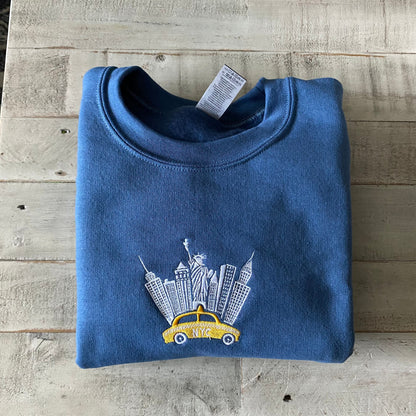 New York City Embroidered Sweatshirt, NYC shirt (TAXI)
