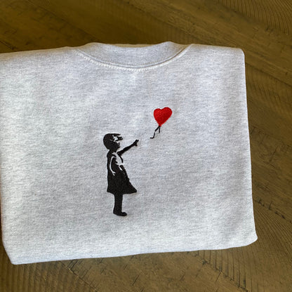 Banksy Girl with Ballon embroidered Sweatshirt / Banksy Art sweatshirt/ Banksy Sweatshirt