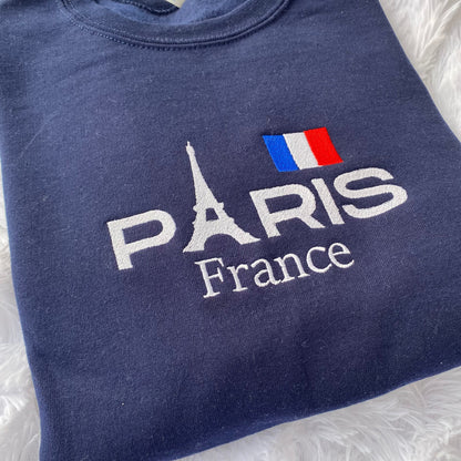 Paris Embroidered Sweatshirt, Paris France sweatshirt, Paris and Eiffel Sweatshirt