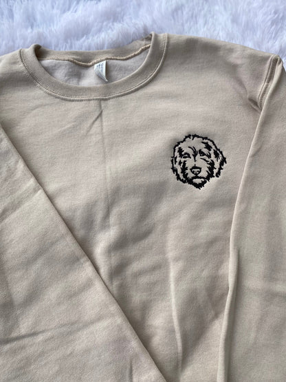 Golden Doodle Head Embroidered Sweatshirt- Doodle Mama shirt - Animal Lover Shirt -More Colors Available